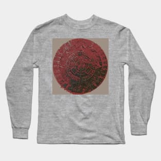 Mayan Calendar / Aztec Sun Stone, in red, from Mexico and Central America Long Sleeve T-Shirt